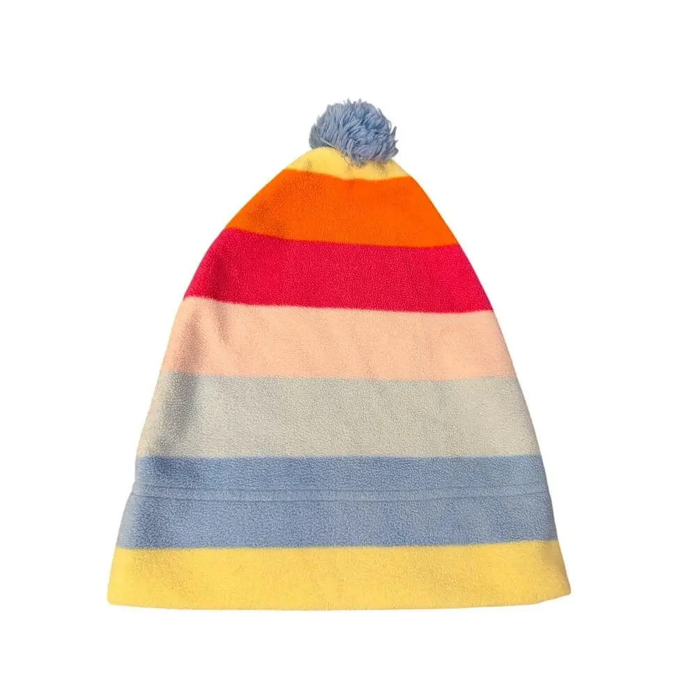 Old Navy Childrens Winter Hat M/L Pom Pom Multicolor Fleece Beanie